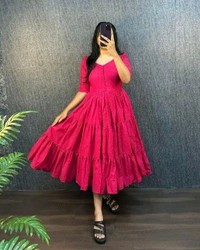 HAKOBA 3 Layer Exclusive Midi Gown - XL, Wild Watermelon