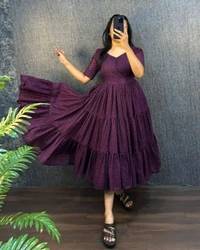 HAKOBA 3 Layer Exclusive Midi Gown - X2XL, Purple
