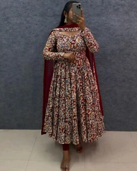 Kalamkari Maxi - S(36), Maroon