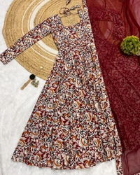 Kalamkari Maxi - S(36), Maroon