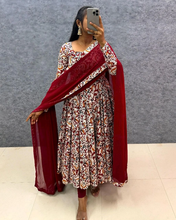 Kalamkari Maxi - M(38), Maroon