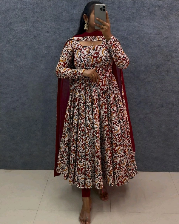 Kalamkari Maxi - M(38), Maroon