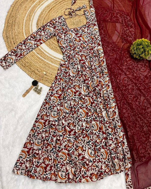 Kalamkari Maxi - M(38), Maroon
