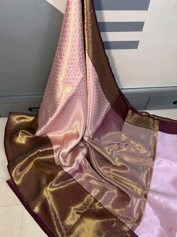 Pastel Pink Banarasi Silk Saree with Rich Zari Border
