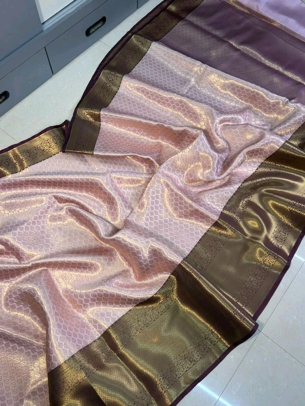 Pastel Pink Banarasi Silk Saree with Rich Zari Border