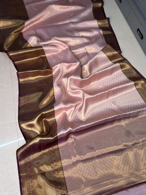 Pastel Pink Banarasi Silk Saree with Rich Zari Border