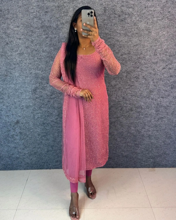 Diana -Designer Party Wear Kurti - S, Baby Pink
