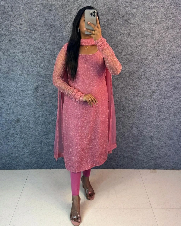Diana -Designer Party Wear Kurti - XL, Baby Pink