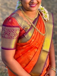 Kataan Rust Checked Buti Saree