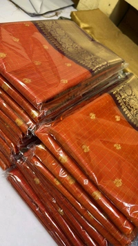 Kataan Rust Checked Buti Saree