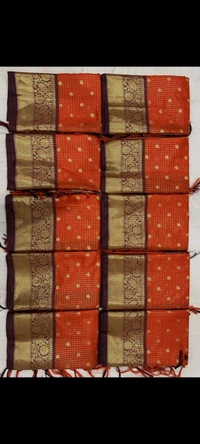 Kataan Rust Checked Buti Saree