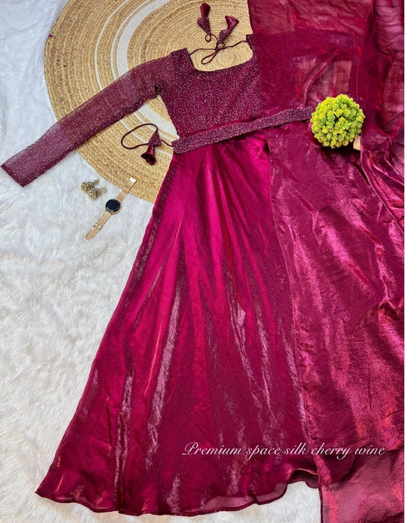 Minmmini - Party Wear Draping Style Gown ✨ - M, Wine