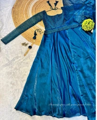 Minmmini - Party Wear Draping Style Gown ✨ - XL, Peacock Blue