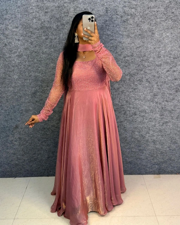 Minmmini - Party Wear Draping Style Gown ✨ - XXL, Baby Pink