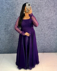 Minmmini - Party Wear Draping Style Gown ✨ - XXL, Violet