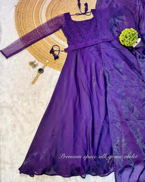 Minmmini - Party Wear Draping Style Gown ✨ - XXL, Violet