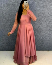 Minmmini - Party Wear Draping Style Gown ✨ - 3XL, Baby Pink