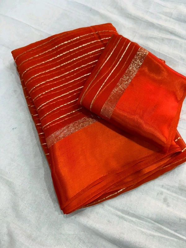 Viscose Georgette Saree - Orange
