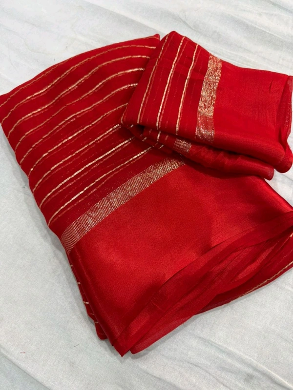 Viscose Georgette Saree - Red