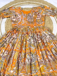 Akira - Kalamkari Soft Cotton Flared Maxi - S, Orange