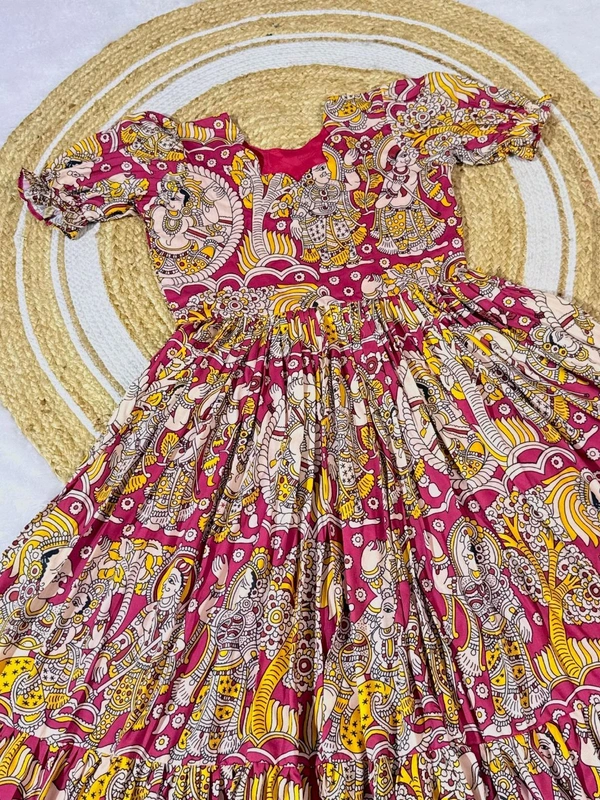 Akira - Kalamkari Soft Cotton Flared Maxi - M, Red