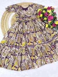 Akira - Kalamkari Soft Cotton Flared Maxi - M, Purple