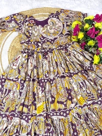 Akira - Kalamkari Soft Cotton Flared Maxi - M, Purple