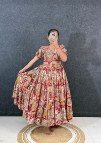 Akira - Kalamkari Soft Cotton Flared Maxi - 2XL, Red