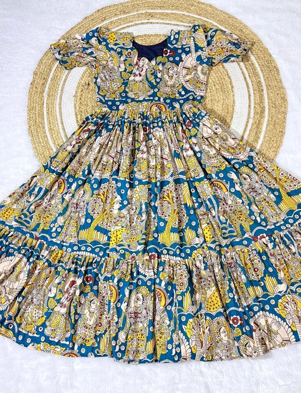 Akira - Kalamkari Soft Cotton Flared Maxi - 2XL, Blue
