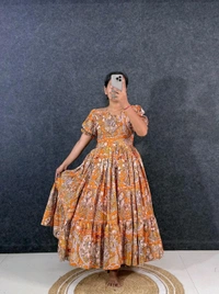 Akira - Kalamkari Soft Cotton Flared Maxi - 2XL, Orange