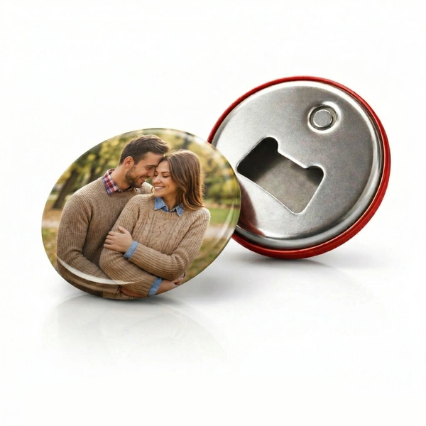 Personalised 58mm bottle opener badge fridge magnet - Set of 8