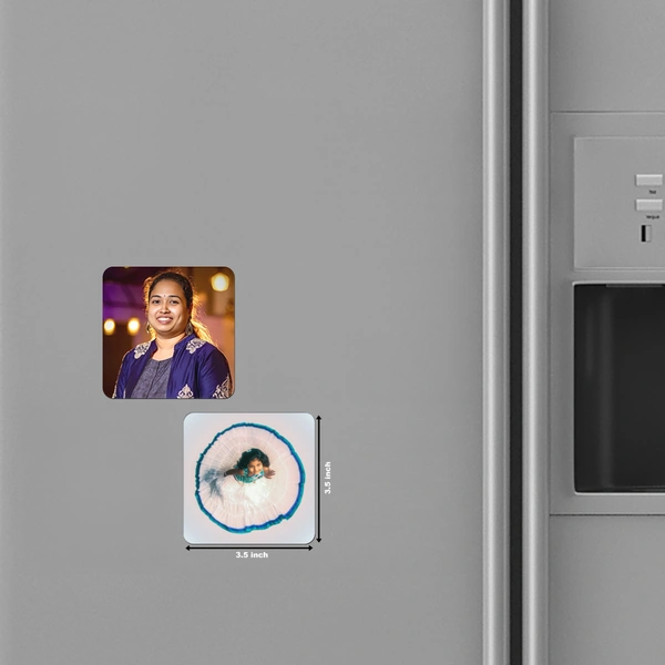 Personalised Premium Glitter Flexible Fridge Magnets- Set of 3 pieces - Size 3.5X3.5 inch