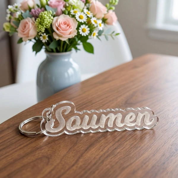 Customized Engraved Transparent Acrylic Name Keychain