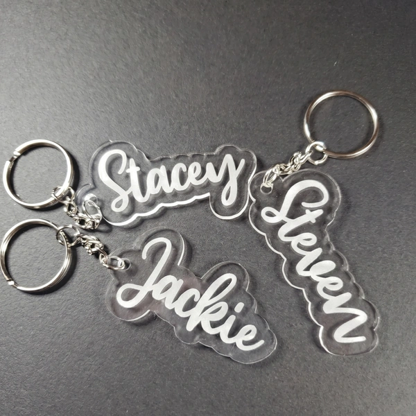 Customized Engraved Transparent Acrylic Name Keychain