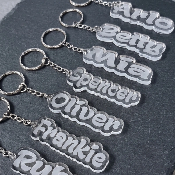 Customized Engraved Transparent Acrylic Name Keychain