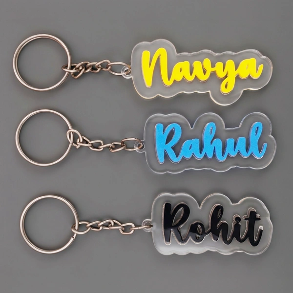 Custom Dual-Color Acrylic Name Keychain 3D Look Personalized