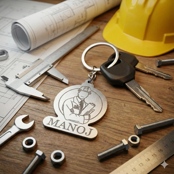 Personalised name metal Engineer keychain