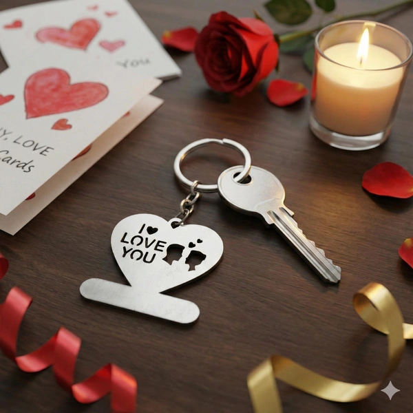 Personalised name metal i love you kiss keychain