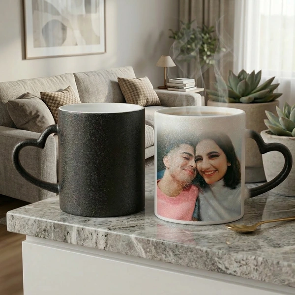 Personalised Photo magic gittler Coffee Mug - Heart Handle