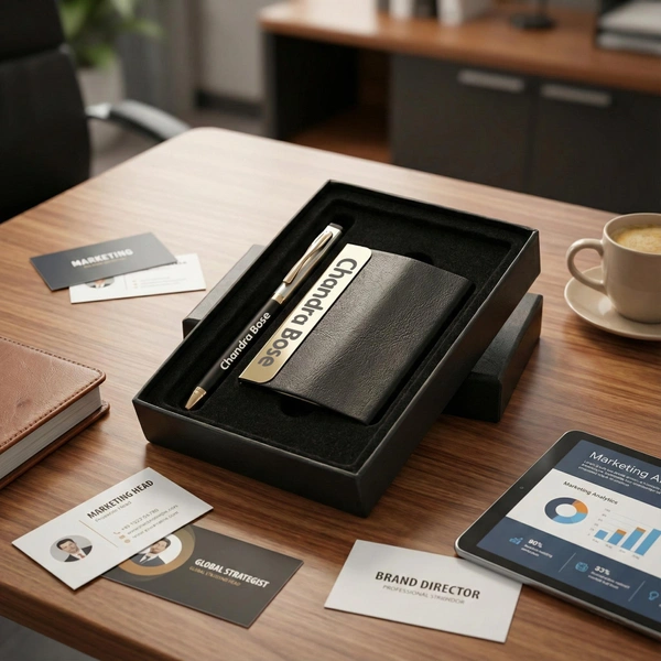 Personalized Combo Leather Card holder and pen with name