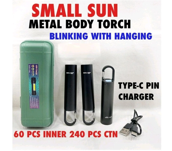 New 🆕🆕 Metal Body Torch (Blinking , Hanging , Type C Port , 60Pcs Inner 240Pcs Ctn)