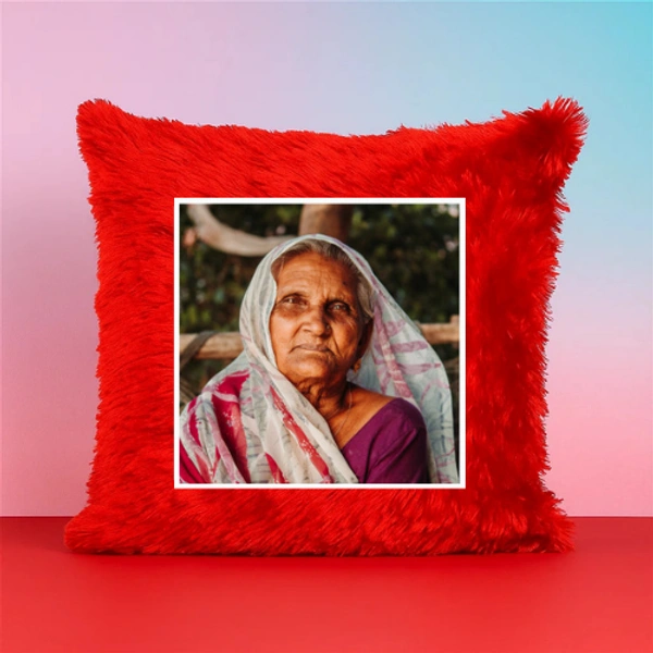 Personalized Fur Cushion For Dadi ji