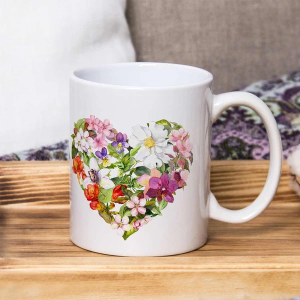 Flower Heart Ceramic Mug