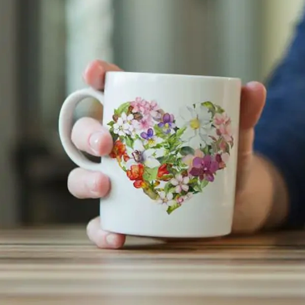 Flower Heart Ceramic Mug