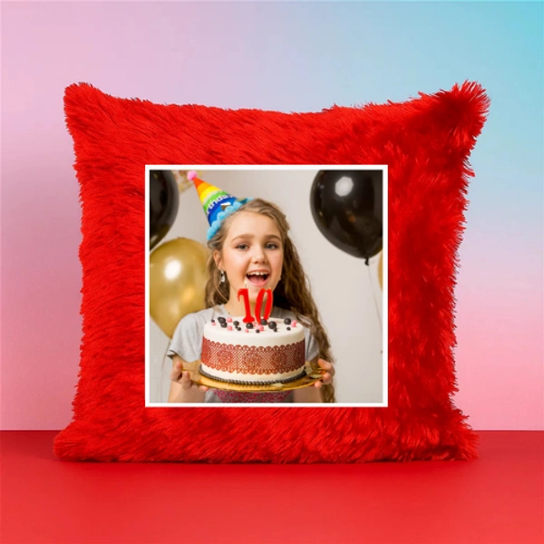 Personalized Fur Cushion For Birthday Girl