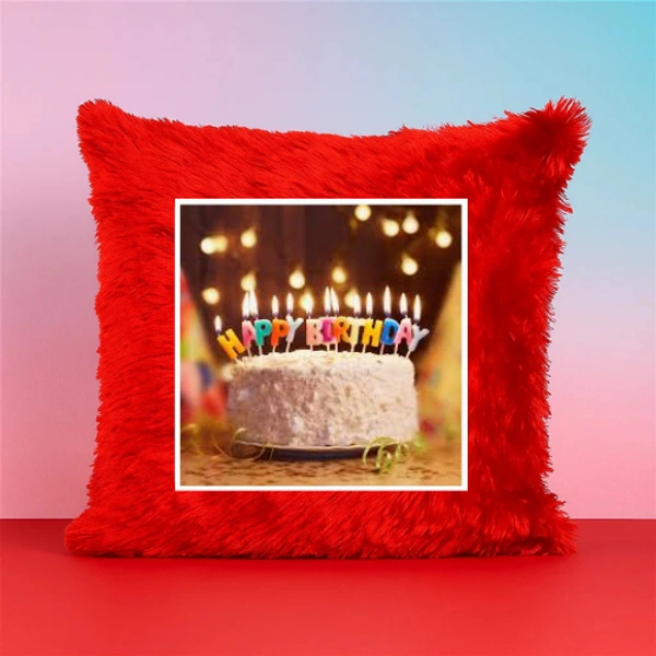 Personalized Fur Cushion For Happy Birthday