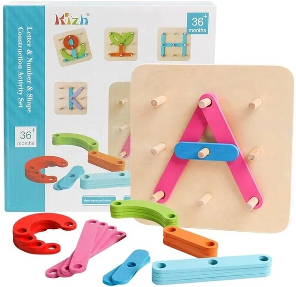 Wooden Alphabet & Shape Construction Learning Board