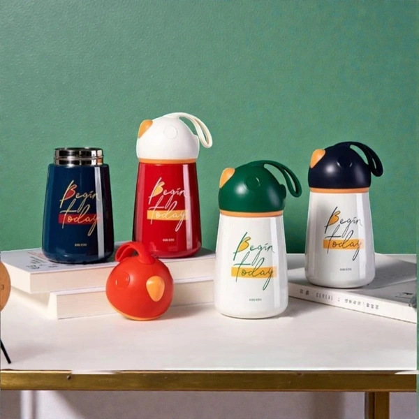 Insulated Stainless Steel Vacuum Water Bottle with Flip Lid - 320ml (1 Piece, Random Color)