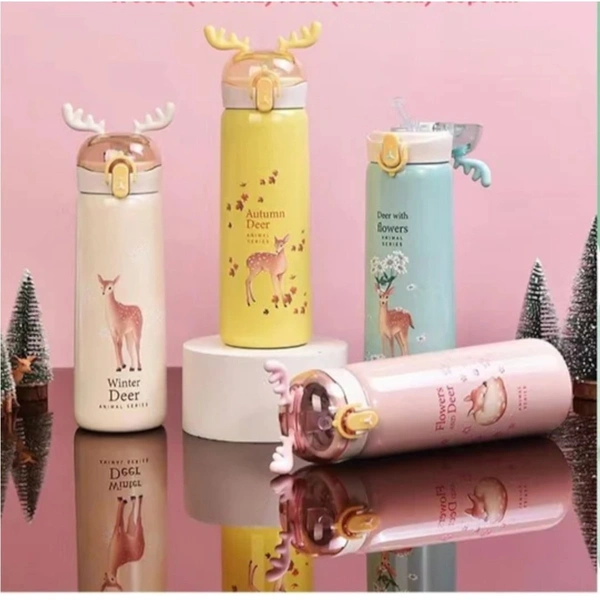 Insulated Stainless Steel Vacuum Water Bottle with Sipper & Flip Lock Lid - 500ml (1 Piece, Random Design)