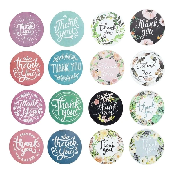 Thank You Round Sticker Roll - Self-Adhesive Labels (500 stickers) -